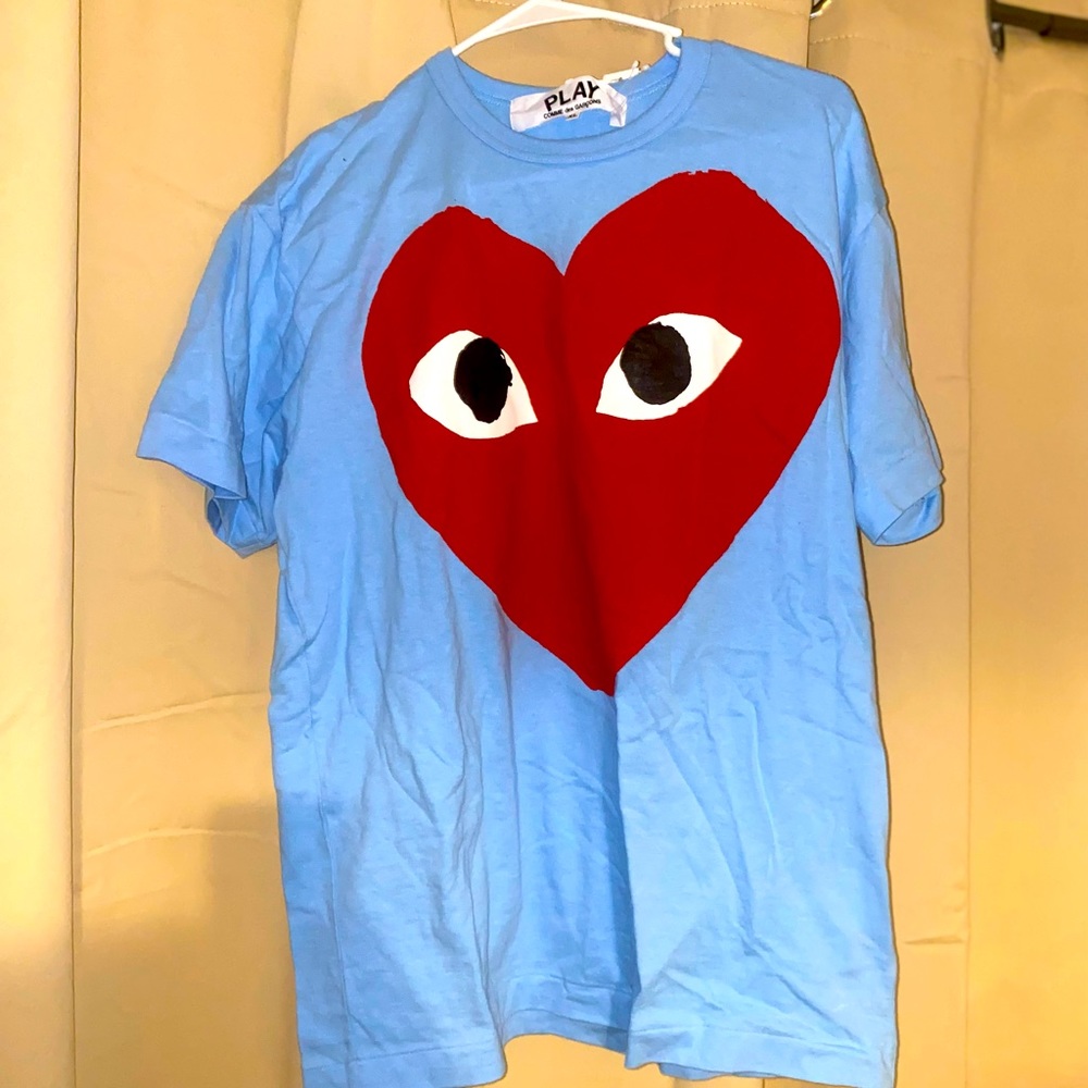 Comme des Garçons Blue Large Center Heart Tee